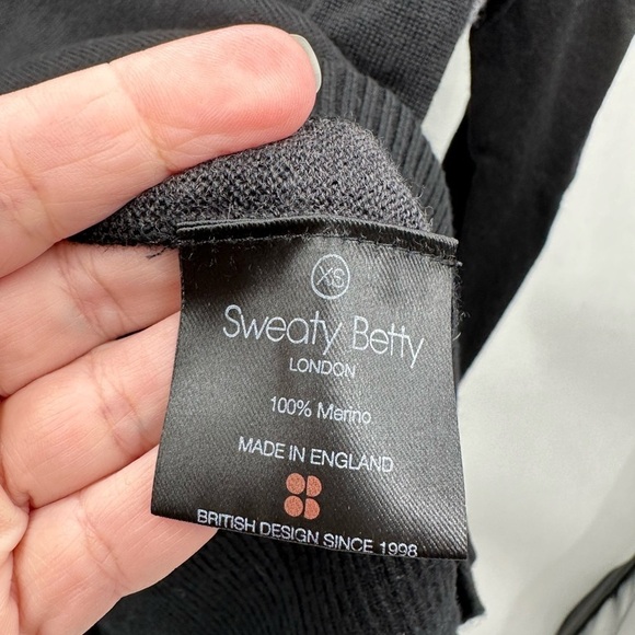 SWEATY BETTY Merino wool Black oversized long sleeve crew neck woman sweater XS - Picture 5 of 12